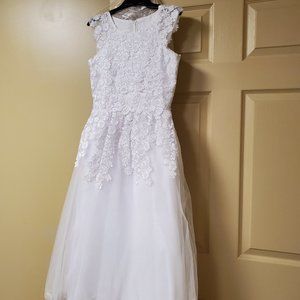 Falling Flowers Girls Formal white Dress